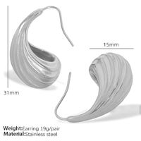 Elegant Formal Simple Style Stripe Water Droplets Titanium Steel Plating Inlay 18k Gold Plated Rings Earrings sku image 3