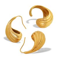 Elegant Formal Simple Style Stripe Water Droplets Titanium Steel Plating Inlay 18k Gold Plated Rings Earrings main image 4