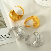 Elegant Formal Simple Style Stripe Water Droplets Titanium Steel Plating Inlay 18k Gold Plated Rings Earrings main image 7