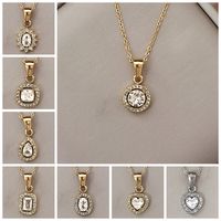 Elegant Simple Style Round Stainless Steel Titanium Steel Plating Inlay Zircon Pendant Necklace main image 6