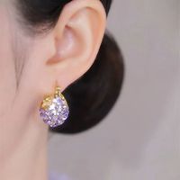 1 Pair Elegant Shiny Geometric Plating Inlay Alloy Rhinestones Gold Plated Earrings main image 5