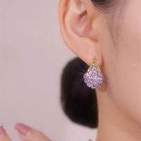 1 Pair Elegant Shiny Geometric Plating Inlay Alloy Rhinestones Gold Plated Earrings main image 3