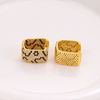 1 Pair Classic Style Leopard Plating Inlay Artificial Gemstones Copper Zircon 18k Gold Plated Hoop Earrings main image 6