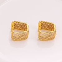 1 Pair Classic Style Leopard Plating Inlay Artificial Gemstones Copper Zircon 18k Gold Plated Hoop Earrings sku image 2
