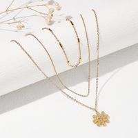 Elegant Glam Flower Copper Plating Inlay Zircon Three Layer Necklace sku image 1