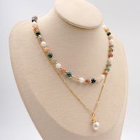 Edelstahl 304 Süßwasserperle Achat Vergoldet Elegant Vintage-Stil Perlen Überzug Geometrisch Halskette main image 4