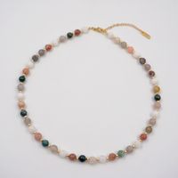 304 Stainless Steel Freshwater Pearl Agate Gold Plated Elegant Vintage Style Beaded Plating Geometric Necklace main image 7