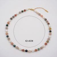 304 Stainless Steel Freshwater Pearl Agate Gold Plated Elegant Vintage Style Beaded Plating Geometric Necklace main image 3
