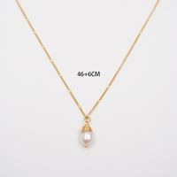304 Stainless Steel Freshwater Pearl Agate Gold Plated Elegant Vintage Style Beaded Plating Geometric Necklace main image 2