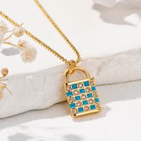Ig Style Simple Style Lock Copper Plating Inlay Zircon Pendant Necklace main image 8