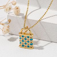 Ig Style Simple Style Lock Copper Plating Inlay Zircon Pendant Necklace main image 5