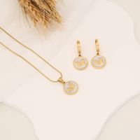 Stainless Steel 18K Gold Plated IG Style Retro Enamel Plating Butterfly Turquoise Earrings Necklace main image 4