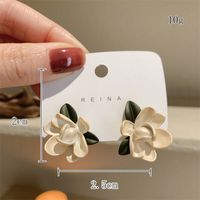 1 Pair Fashion Heart Shape Flower Gourd Plating Inlay Alloy Artificial Pearls Rhinestones Shell 14k Gold Plated Earrings sku image 6