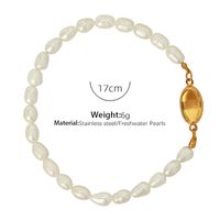 Elegant Formell Einfacher Stil Runden Süßwasserperle Titan Stahl Perlen Überzug 18 Karat Vergoldet Armbänder Halskette sku image 1