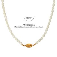 Elegant Formell Einfacher Stil Runden Süßwasserperle Titan Stahl Perlen Überzug 18 Karat Vergoldet Armbänder Halskette main image 2