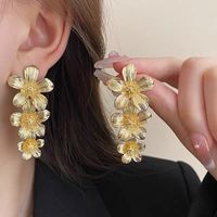 1 Pair Exaggerated Flower Plating Alloy Drop Earrings main image 3
