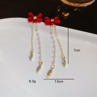 1 Pair Ig Style Sweet Bow Knot Plating Inlay Alloy Artificial Pearls Rhinestones Drop Earrings main image 2