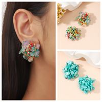 1 Pair Retro Irregular Asymmetrical Beaded Ear Studs main image 8