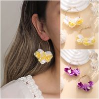 1 Pair Ig Style Flower Polyester Metal Earrings main image 1