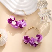 1 Pair Ig Style Flower Polyester Metal Earrings sku image 1