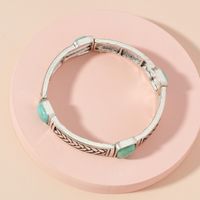 Retro Bohemian Square Alloy Plating Inlay Carving Turquoise Women's Bangle main image 5