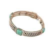 Retro Bohemian Square Alloy Plating Inlay Carving Turquoise Women's Bangle main image 6
