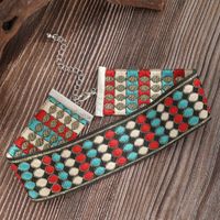 Retro Ethnic Style Rhombus Polyester Metal Embroidery Handmade Women's Bracelets Necklace main image 4