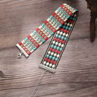 Retro Ethnic Style Rhombus Polyester Metal Embroidery Handmade Women's Bracelets Necklace main image 5