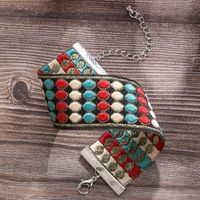Retro Ethnic Style Rhombus Polyester Metal Embroidery Handmade Women's Bracelets Necklace main image 6