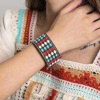 Retro Estilo Étnico Rombo Poliéster Metal Bordado Hecho A Mano Mujeres Pulsera Collar sku image 1