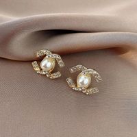 Retro Heart Shape Flower Alloy Plating Inlay Artificial Gemstones Pearl Women's Ear Clips 1 Pair sku image 13