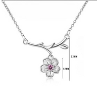 Sweet Leaf Flower Copper Zircon Pendant Necklace In Bulk main image 2