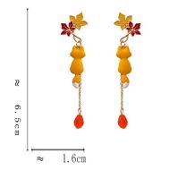 1 Pair Ig Style Cute Maple Leaf Fox Enamel Stoving Varnish Plating Alloy Glass Drop Earrings main image 2