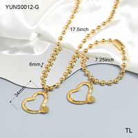 Stainless Steel Casual Simple Style Classic Style Plating Heart Shape Bracelets Necklace main image 3