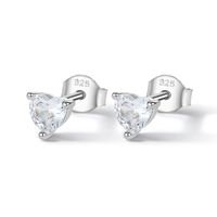 1 Pair Simple Style Classic Style Star Heart Shape Plating Inlay Sterling Silver Zircon White Gold Plated Ear Studs main image 7