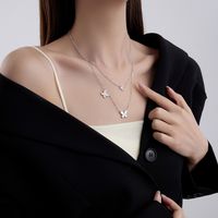 Simple Style Commute Butterfly Sterling Silver Plating Inlay Shell White Gold Plated Layered Necklaces main image 1
