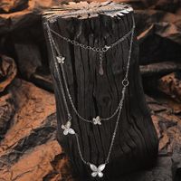 Simple Style Commute Butterfly Sterling Silver Plating Inlay Shell White Gold Plated Layered Necklaces main image 5