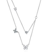 Simple Style Commute Butterfly Sterling Silver Plating Inlay Shell White Gold Plated Layered Necklaces main image 6