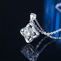 Elegant Flower Sterling Silver Gra Inlay Moissanite Silver Plated Pendant Necklace main image 4