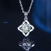 Elegant Flower Sterling Silver Gra Inlay Moissanite Silver Plated Pendant Necklace main image 2
