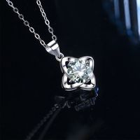 Elegant Flower Sterling Silver Gra Inlay Moissanite Silver Plated Pendant Necklace main image 5