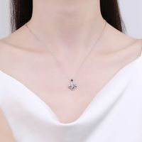 Elegant Flower Sterling Silver Gra Inlay Moissanite Silver Plated Pendant Necklace main image 3