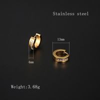 1 Pair IG Style Elegant Simple Style Geometric Plating Inlay 304 Stainless Steel Rhinestones 18K Gold Plated Hoop Earrings main image 4