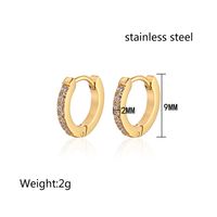 1 Pair IG Style Elegant Simple Style Geometric Plating Inlay 304 Stainless Steel Rhinestones 18K Gold Plated Hoop Earrings main image 2