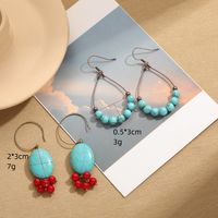 1 Pair Ethnic Style Multicolor Arylic Turquoise Metal Beaded Ear Hook main image 3