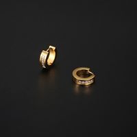 1 Pair IG Style Elegant Simple Style Geometric Plating Inlay 304 Stainless Steel Rhinestones 18K Gold Plated Hoop Earrings main image 7