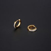 1 Pair IG Style Elegant Simple Style Geometric Plating Inlay 304 Stainless Steel Rhinestones 18K Gold Plated Hoop Earrings main image 5