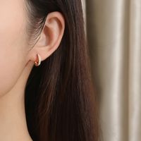 1 Pair IG Style Elegant Simple Style Geometric Plating Inlay 304 Stainless Steel Rhinestones 18K Gold Plated Hoop Earrings main image 8