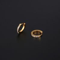 1 Pair IG Style Elegant Simple Style Geometric Plating Inlay 304 Stainless Steel Rhinestones 18K Gold Plated Hoop Earrings main image 6