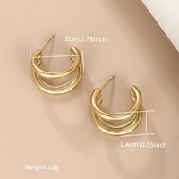 1 Pair XUPING Simple Style C Shape Plating 304 Stainless Steel 18K Gold Plated Raw Steel Ear Studs main image 5
